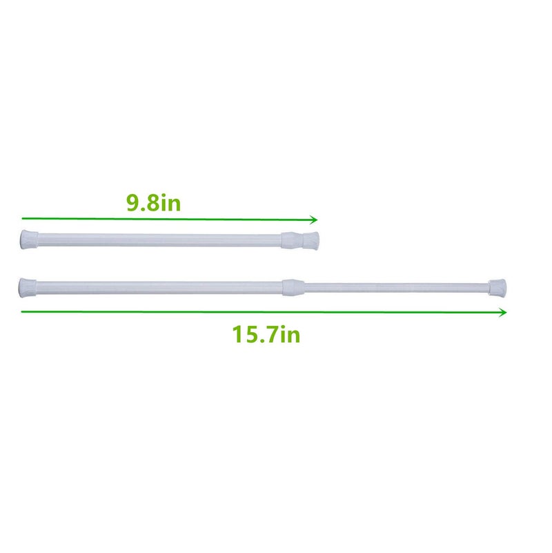 qinnsou Cupboard Bars Tension Rods, 6 Pack Spring Tensions Rods 9.8 to 15.7 Inches Steel Adjustable Tension Curtain Rod Shower Rod Closet Rod Window Rods (White) - Image 2